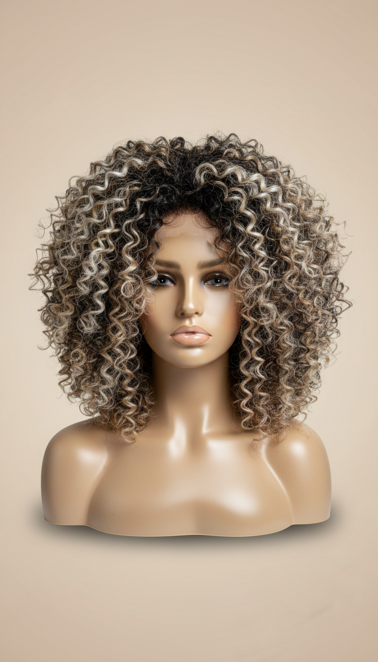 Voluminous Curly Hand-Tied Wig