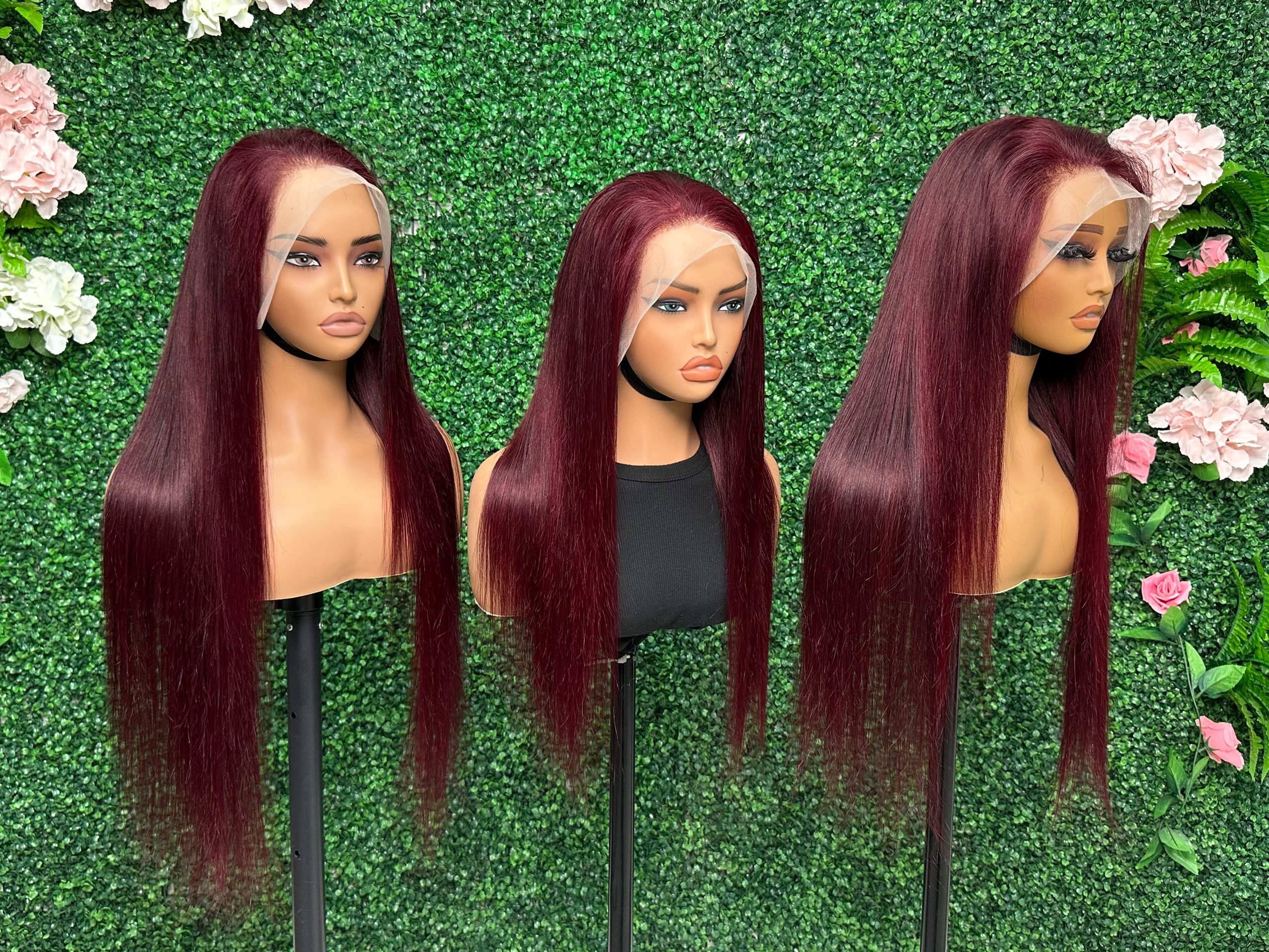 Burgundy Straight Lace Front Wig