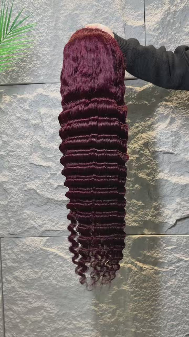 BurgundyDeep Wave Human Hair